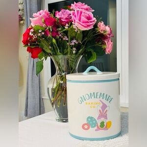 NEW DesignPac Gnomemade Baking Co Large Ceramic Cookie Jar With Easter Gnome